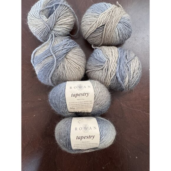 Rowan Tapestry Yarn Lot of 6 Wool Blend Blue Tan SH175 - Picture 1 of 4